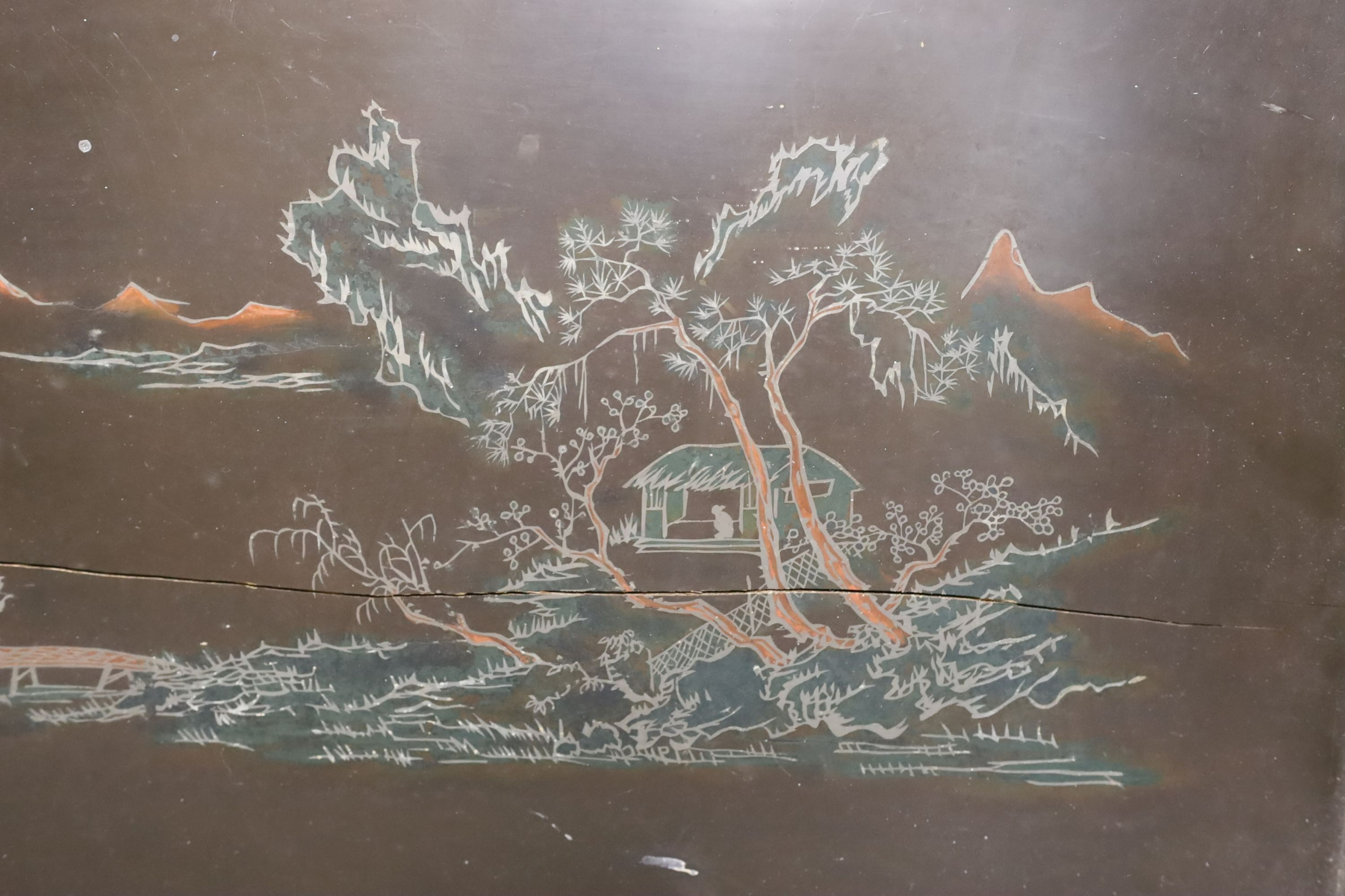 A Chinese underglazed copper red pear-shaped peony pattern vase, together with a Japanese Satsuma vase and Chinese lacquer tray (3)